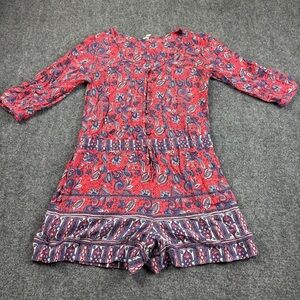 RIP CURL Women’s Half Sleeve Shorts Romper Red/Blue Paisley size: Small
